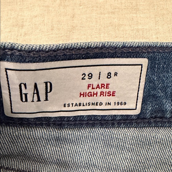 GAP Women's Flare High Rise Blue Jeans - Picture 3 of 7